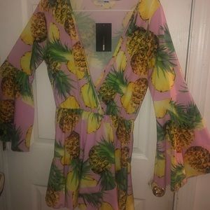Fashion Nova, Size L & pink green yellow pineapple